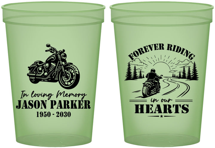 Custom Memorial 16 oz Glow In The Dark Cups - Riding In Our Hearts | 310014