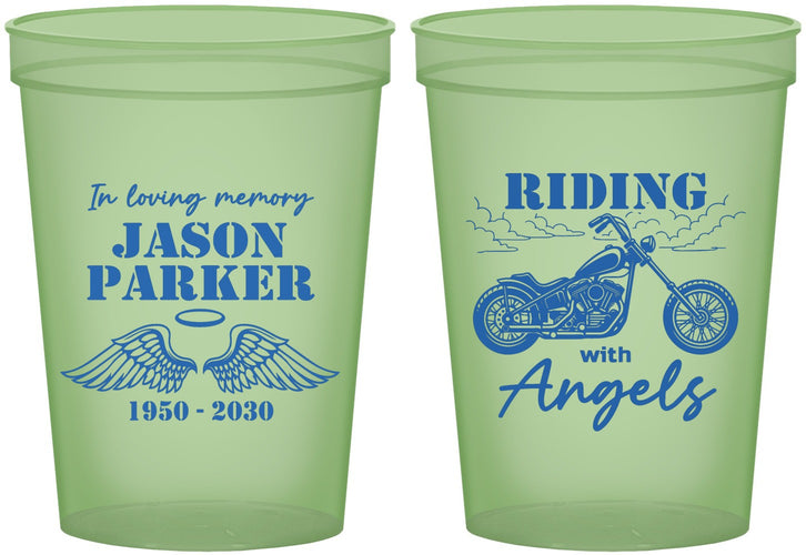 Custom Memorial 16 oz Glow In The Dark Cups - Riding With Angels | 310018