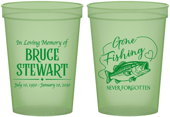 Custom Memorial 16 oz Glow In The Dark Cups - Gone Fishing | 310023