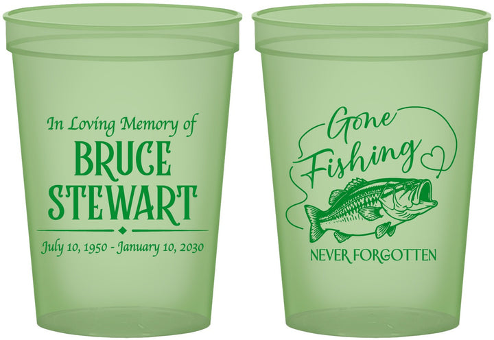 Custom Memorial 16 oz Glow In The Dark Cups - Gone Fishing | 310023