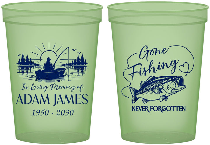 Custom Memorial 16 oz Glow In The Dark Cups - Gone Fishing | 310024