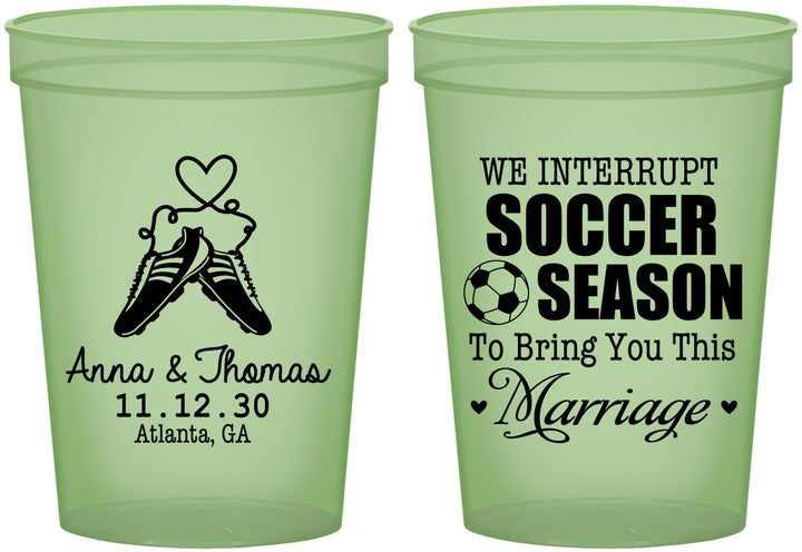 Custom Wedding 16 oz Glow In The Dark Cups - We Interrupt Soccer | 311