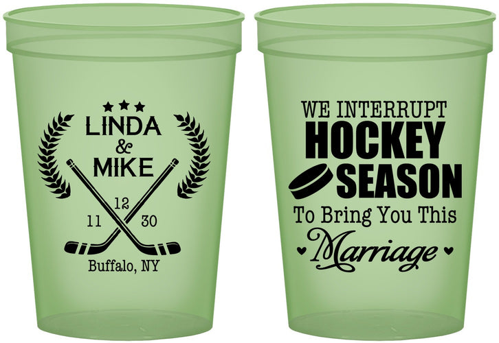 Custom Wedding 16 oz Glow In The Dark Cups - We Interrupt Hockey | 312