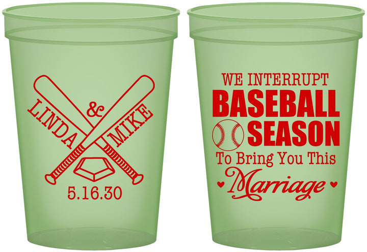 Custom Wedding 16 oz Glow In The Dark Cups - We Interrupt Baseball | 313