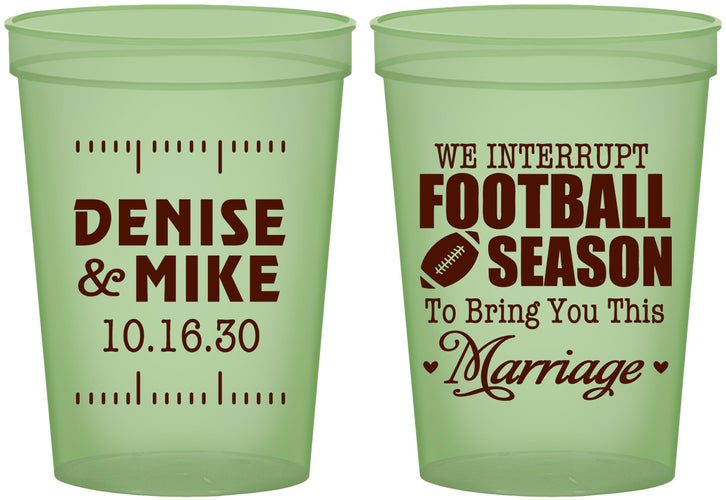 Custom Wedding 16 oz Glow In The Dark Cups - We Interrupt Football | 314