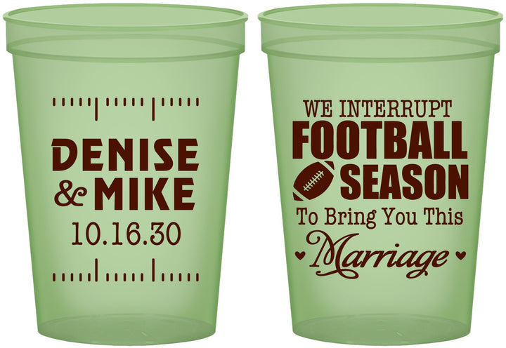 Custom Wedding 16 oz Glow In The Dark Cups - We Interrupt Football | 314