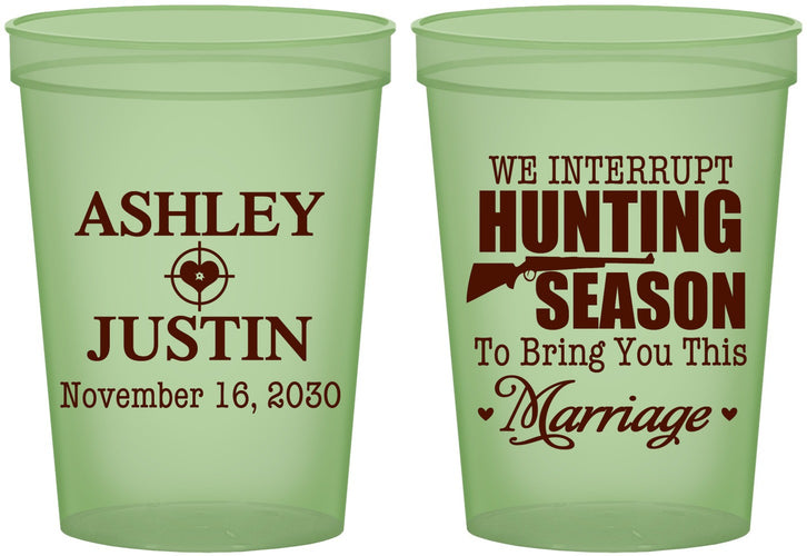 Custom Wedding 16 oz Glow In The Dark Cups - We Interrupt Hunting | 316