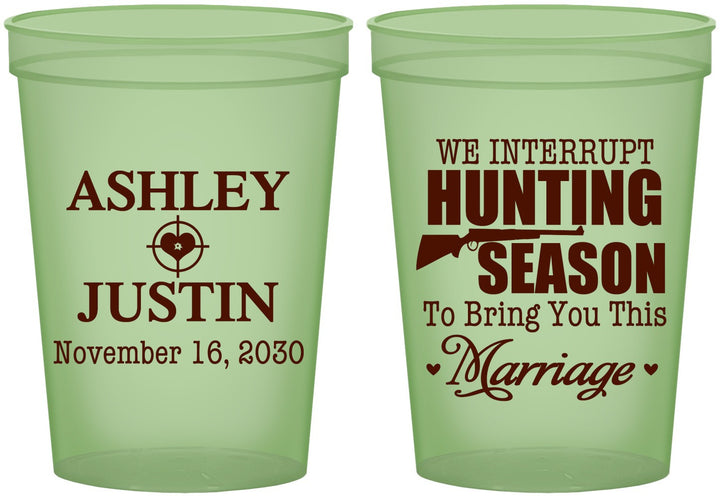 Custom Wedding 16 oz Glow In The Dark Cups - We Interrupt Hunting | 316