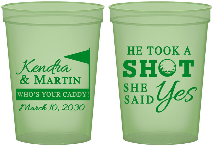 Custom Wedding 16 oz Glow In The Dark Cups - Took A Shot Golf | 320
