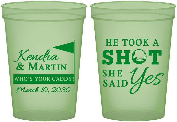 Custom Wedding 16 oz Glow In The Dark Cups - Took A Shot Golf | 320
