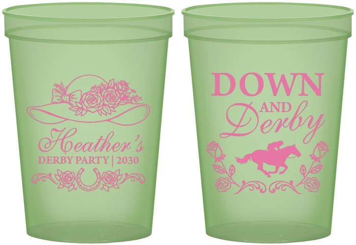 Custom Derby Day 16 oz Glow In The Dark Cups - Down And Derby | 320001