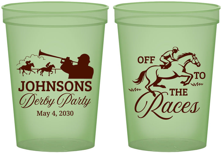 Custom Derby Day 16 oz Glow In The Dark Cups - Off To The Races | 320002