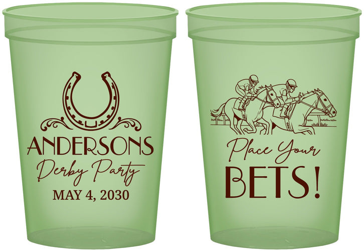 Custom Derby Day 16 oz Glow In The Dark Cups - Place Your Bets | 320003