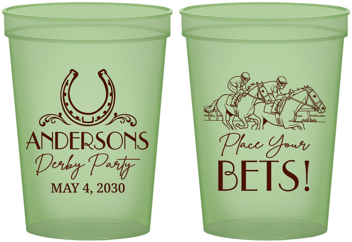 Custom Derby Day 16 oz Glow In The Dark Cups - Place Your Bets | 320003