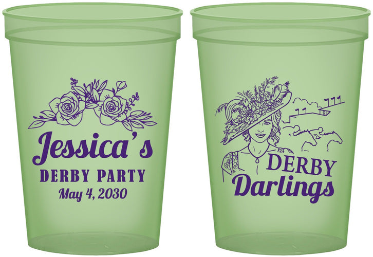 Custom Derby Day 16 oz Glow In The Dark Cups - Derby Darlins | 320004
