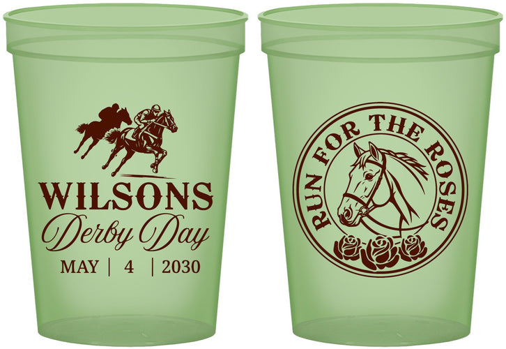 Custom Derby Day 16 oz Glow In The Dark Cups - Run For The Horses | 320006