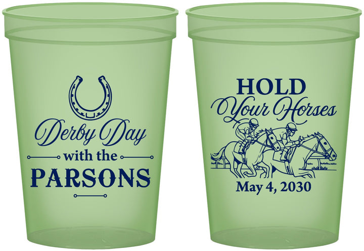 Custom Derby Day 16 oz Glow In The Dark Cups - Hold Your Horses | 320008