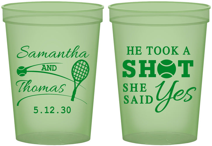 Custom Wedding 16 oz Glow In The Dark Cups - Took A Shot Tennis | 321