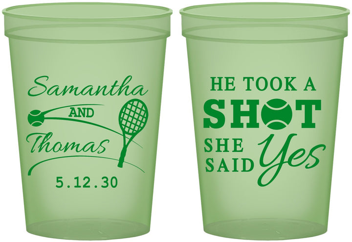 Custom Wedding 16 oz Glow In The Dark Cups - Took A Shot Tennis | 321