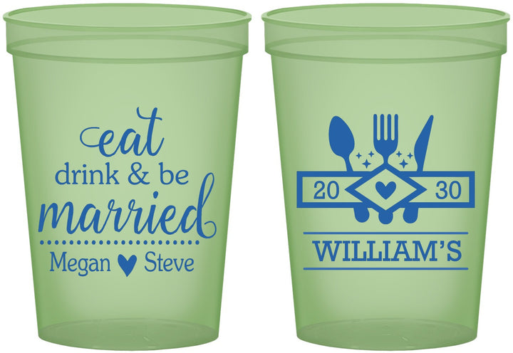 Custom Wedding 16 oz Glow In The Dark Cups - Eat Drink Be Married | 327