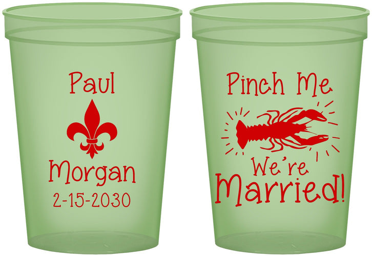 Custom Wedding 16 oz Glow In The Dark Cups - Crawfish Boil | 330