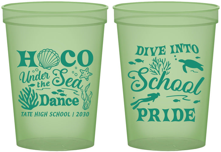 Custom Homecoming 16 oz Glow In The Dark Cups - Hoco Under The Sea | 330000