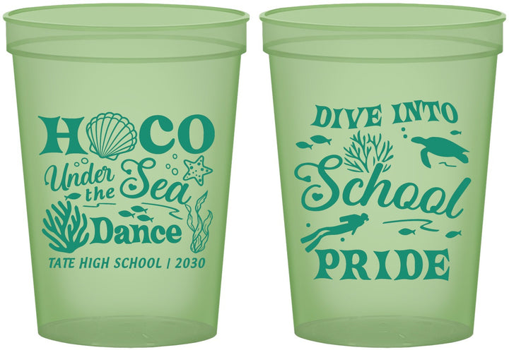 Custom Homecoming 16 oz Glow In The Dark Cups - Hoco Under The Sea | 330000