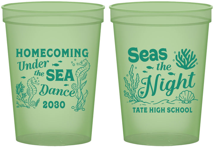 Custom Homecoming 16 oz Glow In The Dark Cups - Under The Sea Dance | 330001