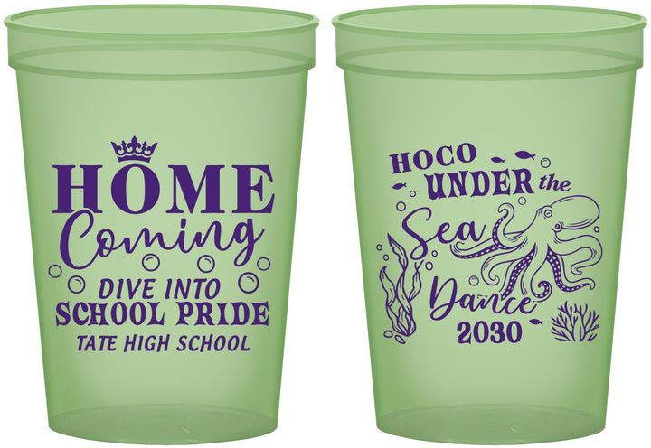 Custom Homecoming 16 oz Glow In The Dark Cups - Under The Sea Dance | 330002