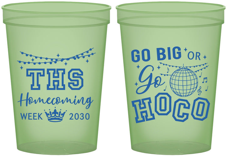 Custom Homecoming 16 oz Glow In The Dark Cups - Big Or Go Hoco | 330004
