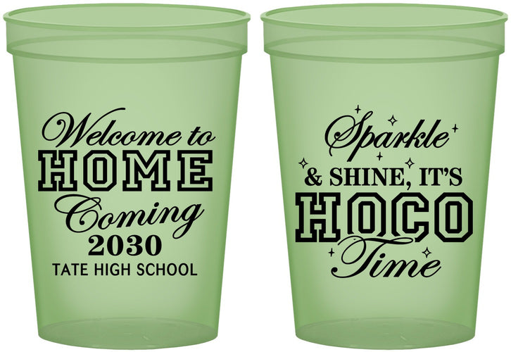 Custom Homecoming 16 oz Glow In The Dark Cups - Sparkle Shine Hoco Time | 330017