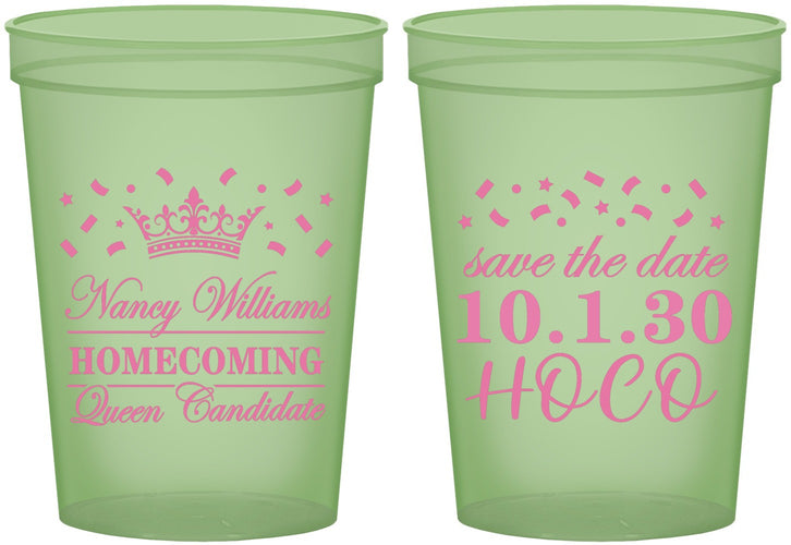 Custom Homecoming 16 oz Glow In The Dark Cups - Hoco Queen Vote | 330024
