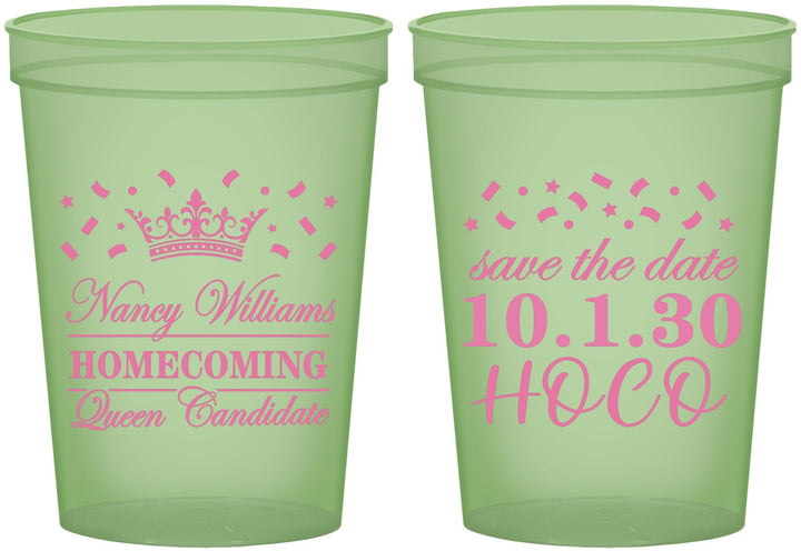 Custom Homecoming 16 oz Glow In The Dark Cups - Hoco Queen Vote | 330024