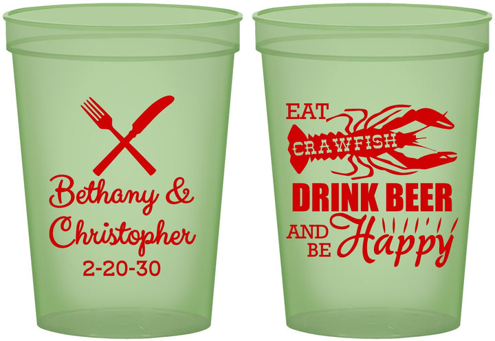 Custom Wedding 16 oz Glow In The Dark Cups - Crawfish Boil | 332
