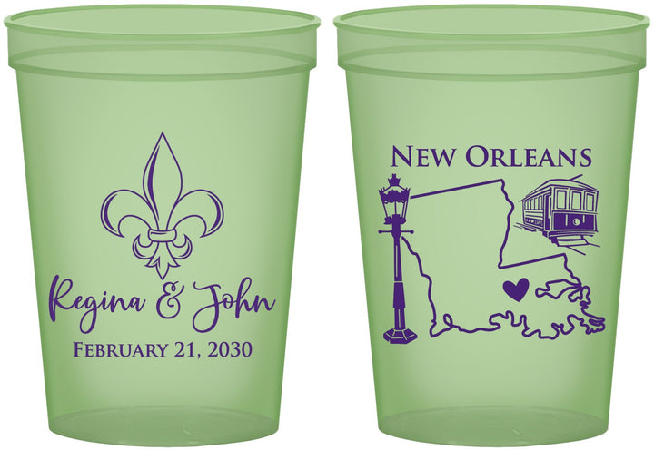 Custom Wedding 16 oz Glow In The Dark Cups - New Orleans | 334