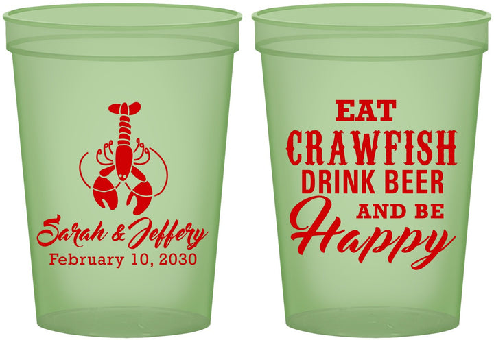 Custom Wedding 16 oz Glow In The Dark Cups - Crawfish Boil | 335
