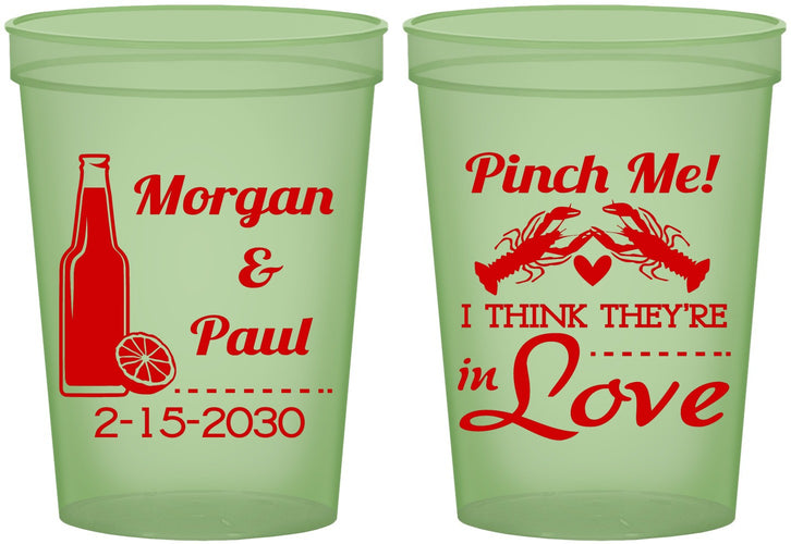 Custom Wedding 16 oz Glow In The Dark Cups - Crawfish Boil Pinch Me | 337