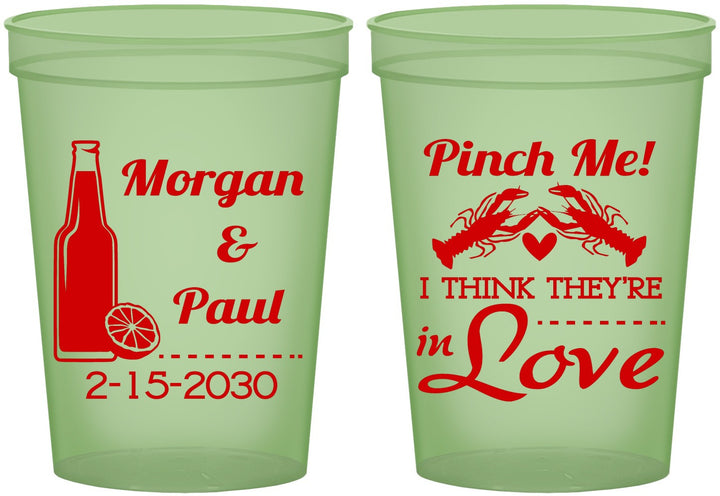 Custom Wedding 16 oz Glow In The Dark Cups - Crawfish Boil Pinch Me | 337