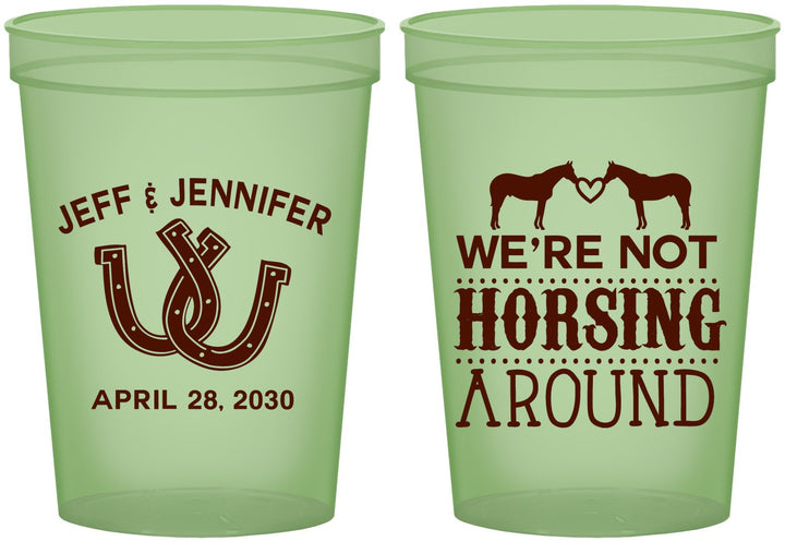 Custom Wedding 16 oz Glow In The Dark Cups - Horseshoe | 340