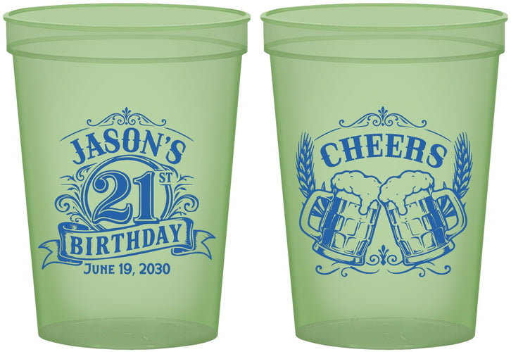 Custom 21st Birthday 16 oz Glow In The Dark Cups - Cheers | 340001