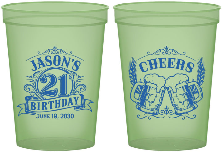 Custom 21st Birthday 16 oz Glow In The Dark Cups - Cheers | 340001