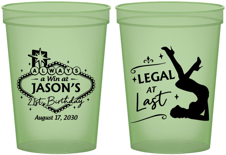 Custom 21st Birthday 16 oz Glow In The Dark Cups - Legal At Last Vegas | 340002