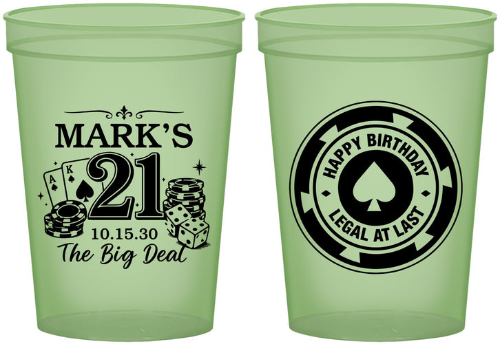 Custom 21st Birthday 16 oz Glow In The Dark Cups - Legal At Last Vegas | 340004