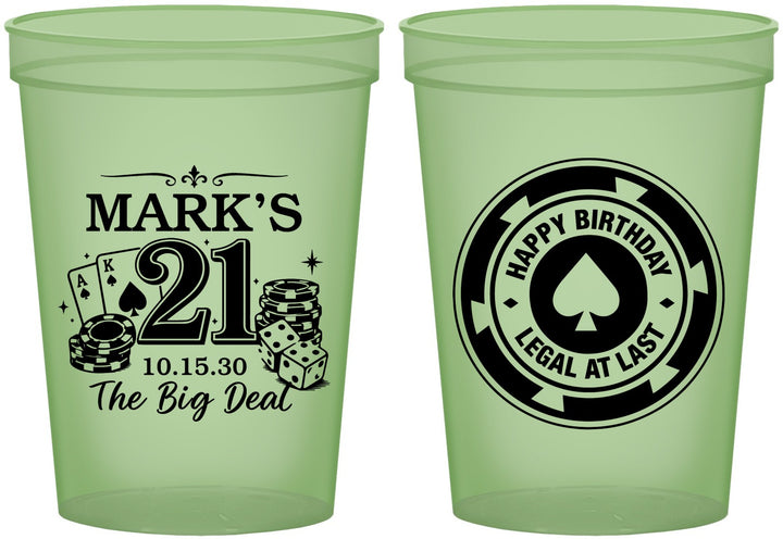 Custom 21st Birthday 16 oz Glow In The Dark Cups - Legal At Last Vegas | 340004