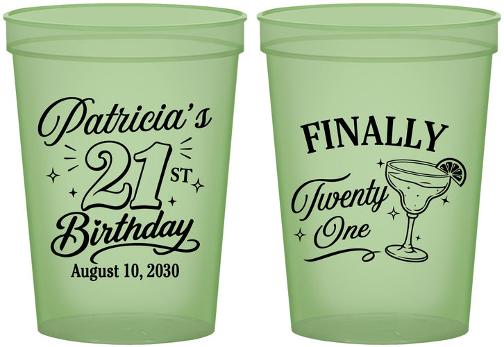 Custom 21st Birthday 16 oz Glow In The Dark Cups - Finally Twenty One | 340008