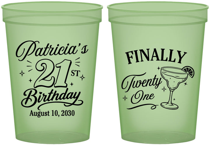 Custom 21st Birthday 16 oz Glow In The Dark Cups - Finally Twenty One | 340008