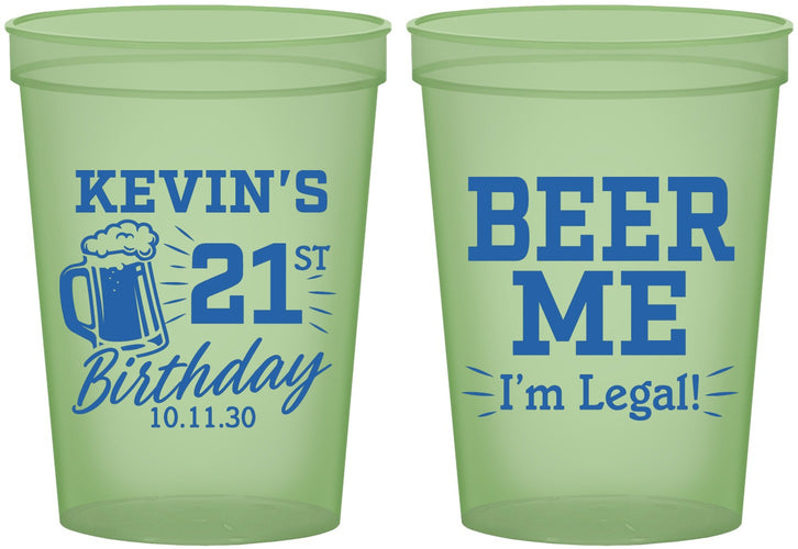 Custom 21st Birthday 16 oz Glow In The Dark Cups - Beer Me I Am Legal | 340014
