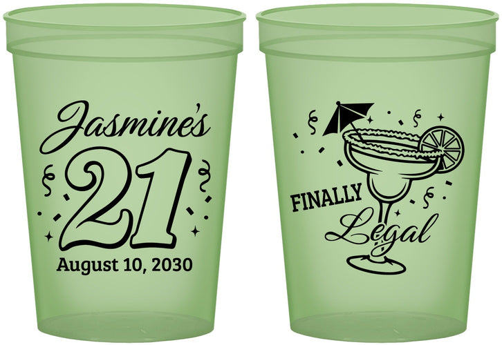 Custom 21st Birthday 16 oz Glow In The Dark Cups - Finally Legal | 340018
