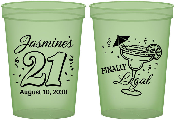 Custom 21st Birthday 16 oz Glow In The Dark Cups - Finally Legal | 340018