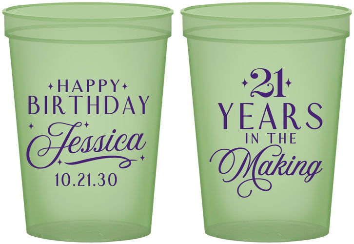 Custom 21st Birthday 16 oz Glow In The Dark Cups - Twenty One Years In The Making | 340023
